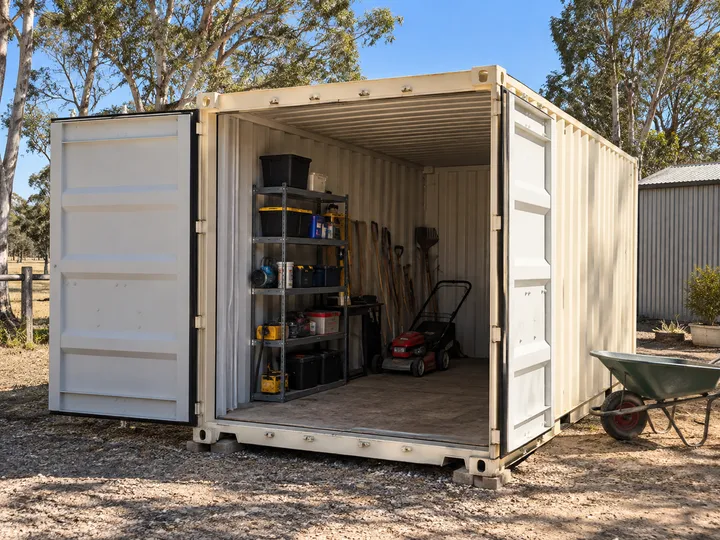 Illustration of an open container with organised tools and equipment
